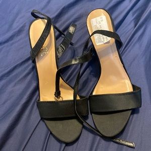 black and clear heels